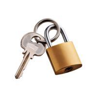 Realistic Lock and key on transparent background png
