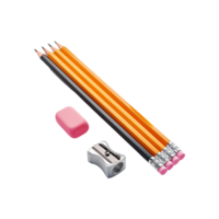 ensemble de crayon avec la gomme et plus affûté sur transparent Contexte png