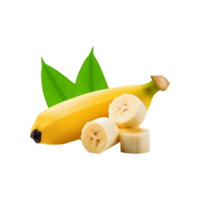 Ripe Banana fruit with slice on transparent background png