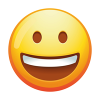 A grinning emoji face with a wide, joyful smile, expressing happiness and positivity. This cheerful emoticon is perfect for conveying joyful emotions in digital designs or as a fun visual element. png