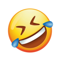 An emoji rolling on the floor laughing, with a wide grin and tears of joy, capturing pure hilarity and delight in bright yellow colors. png