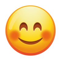 A cheerful smiling emoji face with smiling eyes, exuding joy and warmth with bright yellow colors and a friendly expression. png