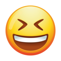 A playful grinning squinting emoji face with a big smile, showcasing a fun and cheeky expression with bright yellow colors and simple features. png
