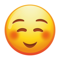 A simple smiling emoji face, radiating happiness and joy with bright yellow colors and a warm, friendly expression. png