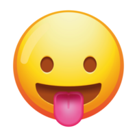 A playful emoji face with its tongue out, expressing fun and mischief with a wide grin and vibrant yellow colors. png