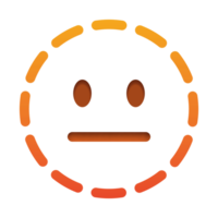 A dotted line emoji face with a simple outline, conveying a playful and whimsical expression in bright yellow tones. png