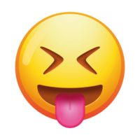 A cheeky squinting emoji face with its tongue out, showcasing a fun and playful expression with bright yellow colors. png