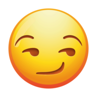 A playful smirking emoji face with a sly expression, conveying mischief and confidence with subtle yellow tones. png