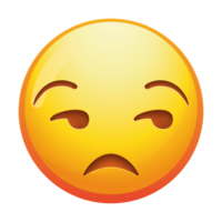 An unamused emoji face with a straight mouth and lowered eyes, expressing mild annoyance or disinterest in soft yellow tones. png