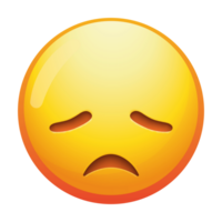 A disappointed emoji face with downcast eyes and a frown, expressing sadness and dismay in soft yellow tones. png