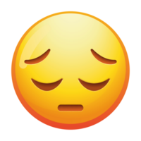 A pensive emoji face with downcast eyes and a small frown, expressing deep thought or sadness in gentle yellow tones. png