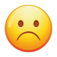 A frowning emoji face with a deep frown and downcast eyes, conveying sadness and disappointment in soft yellow tones. png