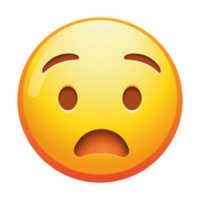 An anguished emoji face with furrowed brows and an open mouth, conveying deep distress or pain in bright yellow tones. png