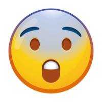 A fearful emoji face with wide eyes and a slight frown, expressing anxiety and concern in soft yellow and blue tones. png