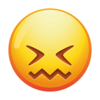 A confounded emoji face with wide eyes and a furrowed brow, expressing surprise and confusion in bright yellow tones. png