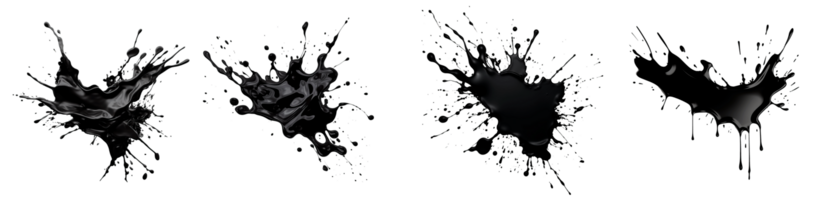 Black liquid splashes isolated on a transparent background for creative designs png