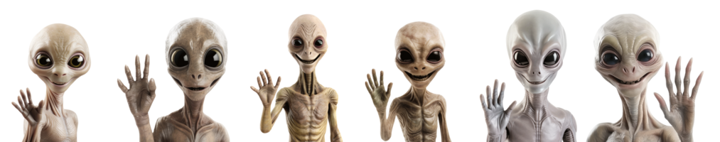 une collection de divers extraterrestre personnages avec unique Caractéristiques et expressions png