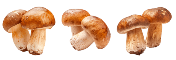 Fresh gourmet mushrooms on a transparent background suitable for culinary use. png