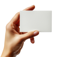 Empty white card held in a hand for design and branding purposes png