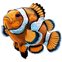 Colorful illustration of a clownfish isolated on a transparent background png