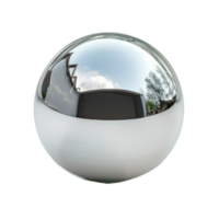 A shiny metallic sphere reflecting its surroundings in a minimalist style. png