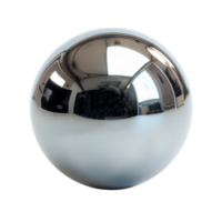 A shiny metallic sphere reflecting its surroundings on a transparent background png