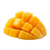 Freshly sliced ripe mango cubes isolated on a transparent background png
