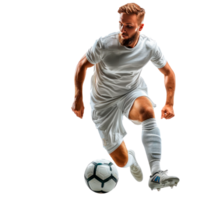 Soccer player in action ready to kick a ball on the field png