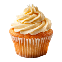 Delicious vanilla cupcake with creamy frosting on a transparent background png