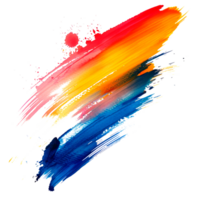 Vibrant abstract paint splash with colorful brushstrokes on a transparent background png