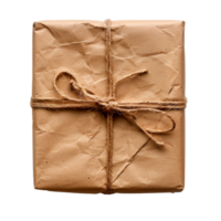 A neatly wrapped brown paper package tied with string for gifting. png