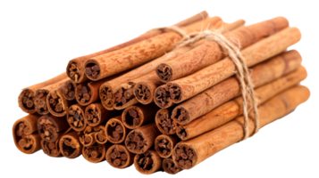 A bundle of cinnamon sticks tied together for culinary use. png