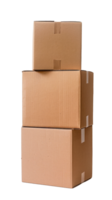 Three stacked cardboard boxes for shipping and storage purposes png