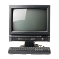 Vintage computer with a monitor and keyboard on a transparent background png