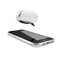 Smartphone with a speech bubble representing communication and messaging features png