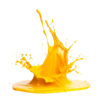 A vibrant yellow splash of liquid creating dynamic shapes and forms. png