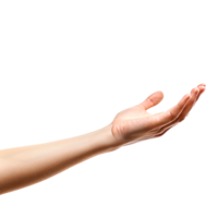 Isolated human hand reaching out in an open gesture for support png