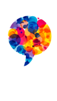 Colorful abstract speech bubble design for communication and dialogue. png
