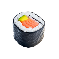 Colorful sushi roll with salmon and vegetables on a transparent background png