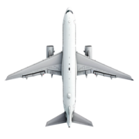 Top view of a modern airplane isolated on a transparent background png