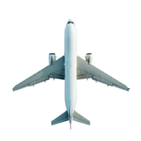 Top view of a modern airplane isolated on a transparent background png