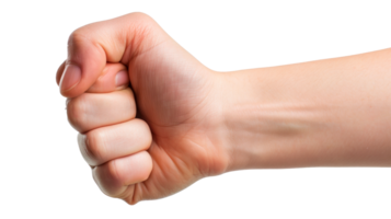 A clenched fist symbolizing strength and determination on a transparent background png