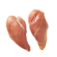Two raw chicken breasts isolated on a transparent background for culinary use png