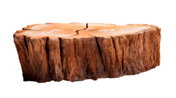 A rustic wooden log slice isolated on a transparent background png