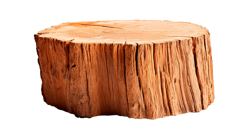 A rustic wooden log slice isolated on a transparent background png