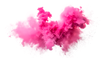 A vibrant pink smoke cloud on a transparent background for artistic use. png