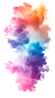 Colorful abstract cloud smoke design on a transparent background. png
