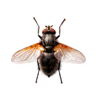 Close-up view of a detailed fly showcasing its wings and body structure png