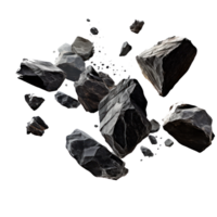 Collection of scattered rocks and stones on a transparent background png