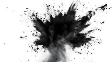 Black smoke explosion with particles on a transparent background png
